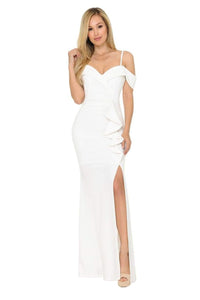 Simple Ruffle Wedding Gown - LN5206B - IVORY - LA Merchandise