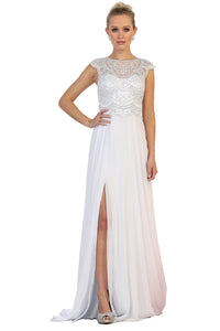 Simple Wedding Evening gown - LA1563B - White - LA Merchandise