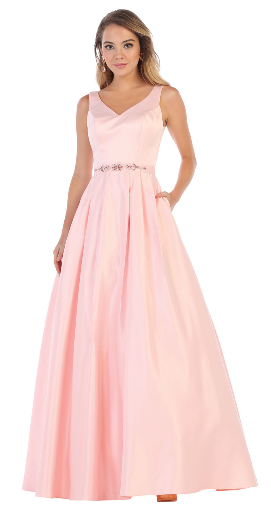 Sleeveless A-line Formal Dress-LA1595 - BLUSH - Dresses LA Merchandise