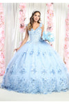 Load image into Gallery viewer, Sleeveless Floral Quinceañera Gown - LA157 - BABY BLUE - LA Merchandise