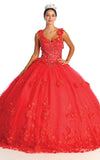 Load image into Gallery viewer, Sleeveless Floral Quinceañera Gown - LA157 - RED - LA Merchandise