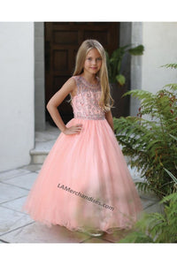 Sleeveless Sequins & Embroiderer Short Mesh Dress- LAD5274 - CORAL - LA Merchandise