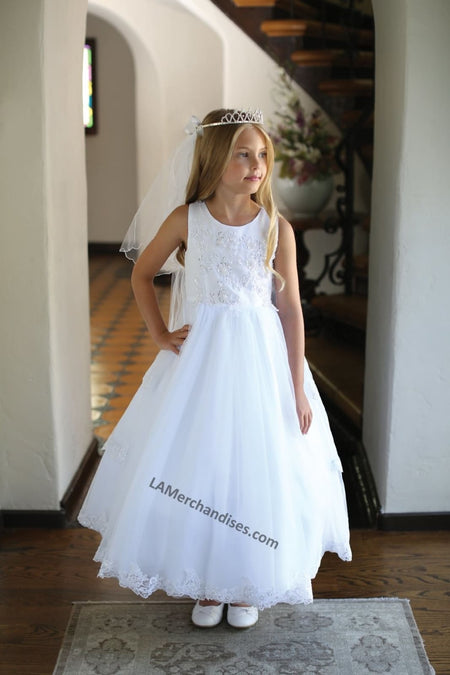 Sleeveless embroiderer & sequins long mesh dress- LAD5211 - - LA Merchandise