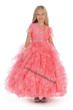 Load image into Gallery viewer, Sleeveless flower girl dress with bolero jacket- LAD5237 - Coral - LA Merchandise