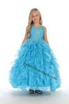 Load image into Gallery viewer, Sleeveless flower girl dress with bolero jacket- LAD5237 - Turquoise - LA Merchandise