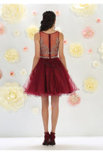 Load image into Gallery viewer, Sleeveless metallic lace applique short mesh dress- LA1462 - - LA Merchandise