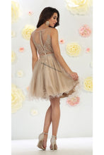 Load image into Gallery viewer, Sleeveless metallic lace applique short mesh dress- LA1462 - - LA Merchandise