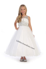Load image into Gallery viewer, Sleeveless rhinestone full length mesh dress- DR5246 - White - LA Merchandise