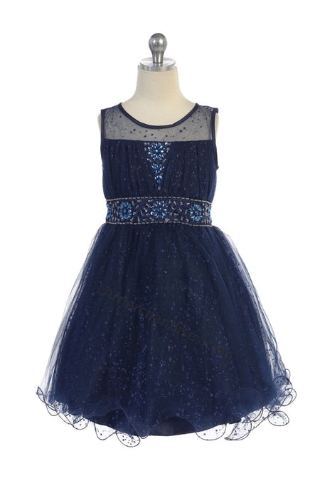 Sleeveless rhinestone knee length mesh dress- DR012 - - LA Merchandise