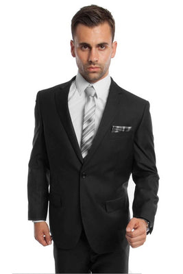 Solid Two Piece Men's Suit - LAM202SA - BLACK - Mens Suits LA Merchandise