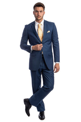 Solid Two Piece Men's Suit - LAM202SA - INDIGO BLUE - Mens Suits LA Merchandise