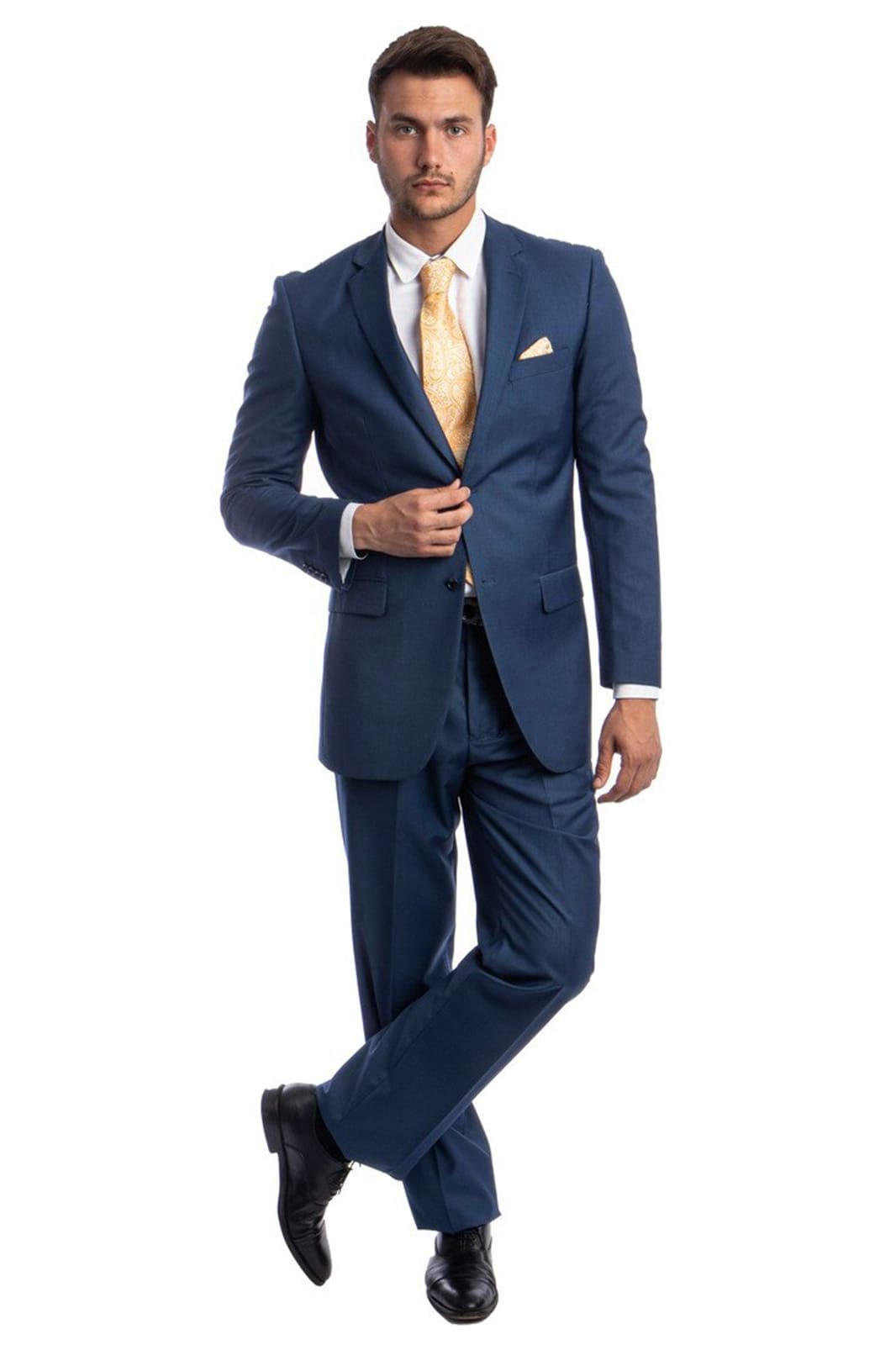 Solid Two Piece Men's Suit - LAM202SA - INDIGO BLUE - Mens Suits LA Merchandise