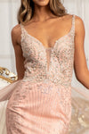 Load image into Gallery viewer, Spaghetti Strap Embellished Mermaid Dress - LAS3069 - Rose Gold - Dresses LA Merchandise