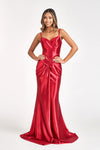 Load image into Gallery viewer, Spaghetti Strap Satin Mermaid Dress - LAS3044 - Burgundy - Dresses LA Merchandise