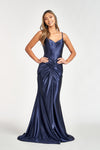 Load image into Gallery viewer, Spaghetti Strap Satin Mermaid Dress - LAS3044 - Navy - Dresses LA Merchandise