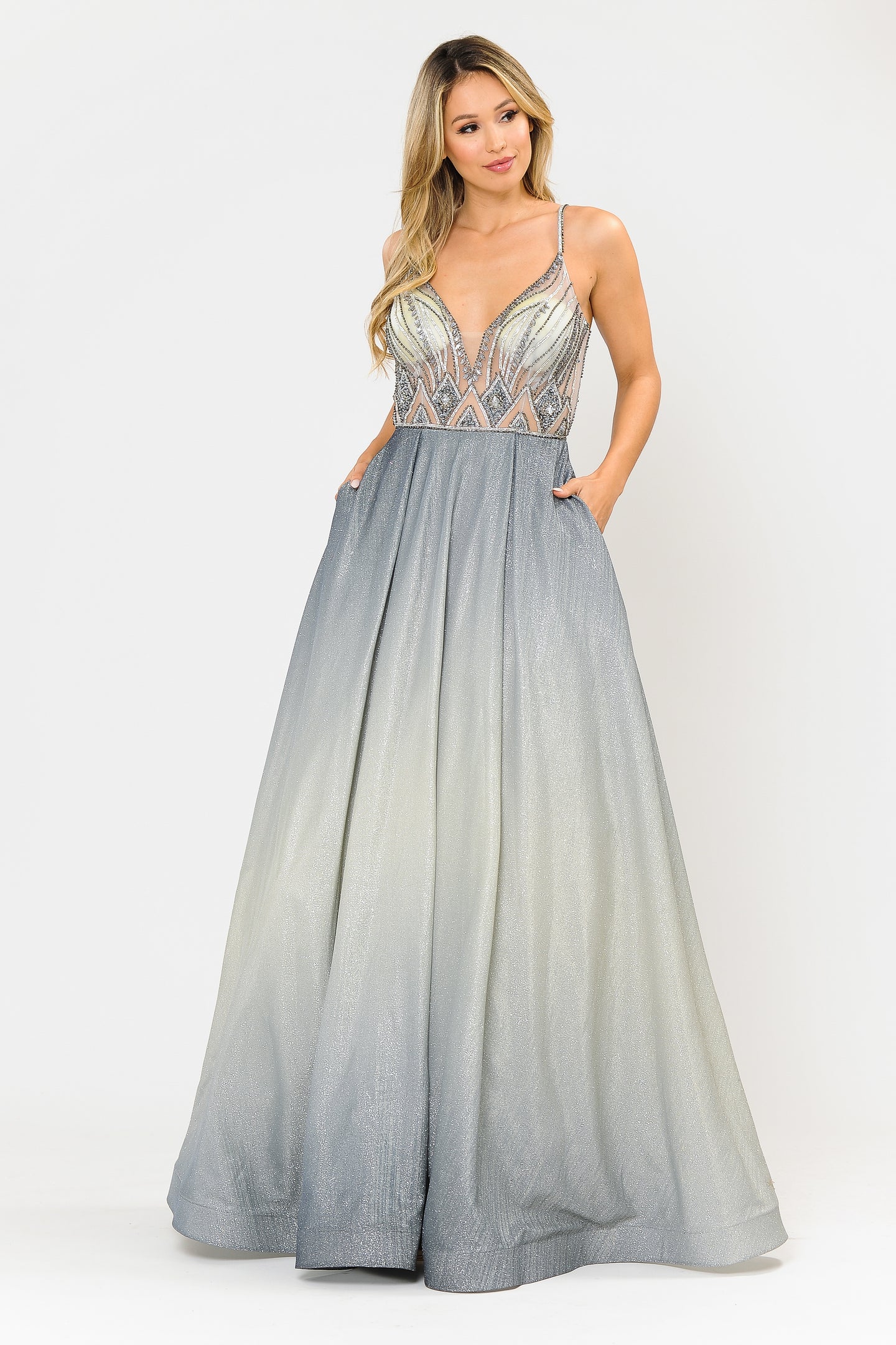 Special Occasion A-line Dress - LAY8350 - SILVER - LA Merchandise