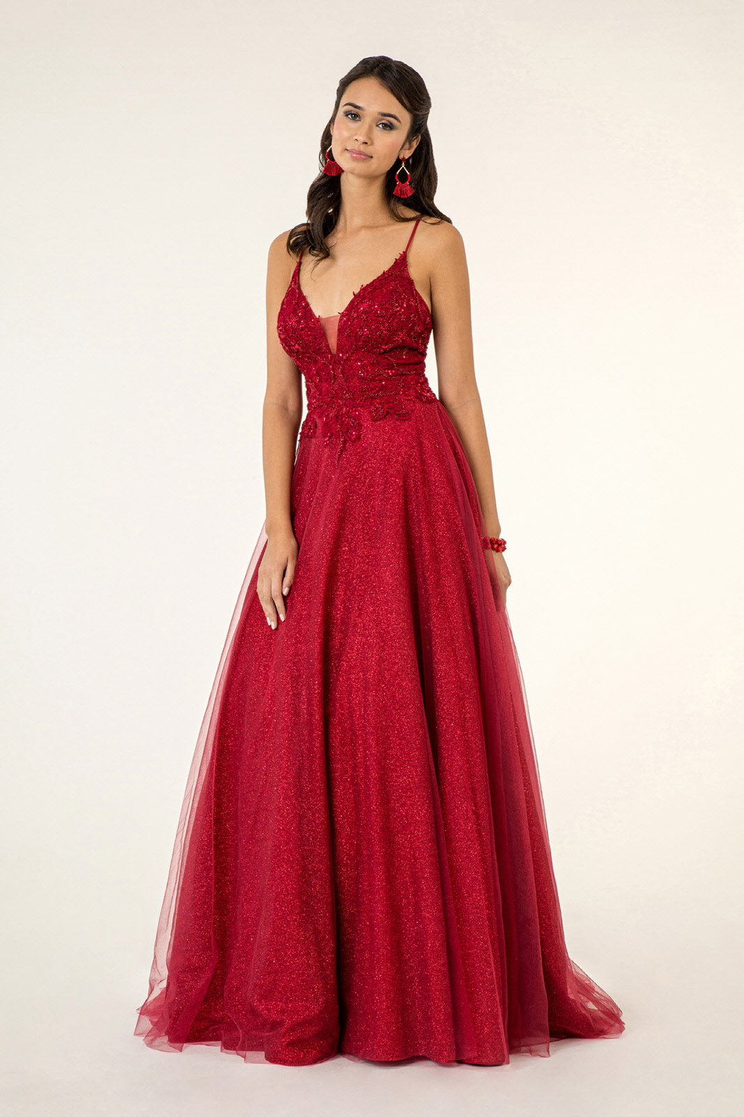 Special Occasion Formal Dress - LAS1917 - BURGUNDY - LA Merchandise