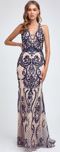 Load image into Gallery viewer, Special Occasion Formal Gown-LAT243 - NUDE NAVY - LA Merchandise