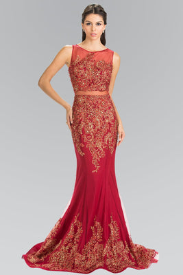 Special Occasion Formal Gown - LAS2338 - BURGUNDY - LA Merchandise