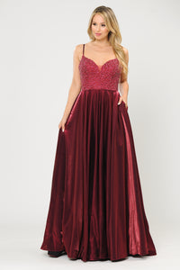Special Occasion Formal Gown - LAY8674 - BURGUNDY - LA Merchandise