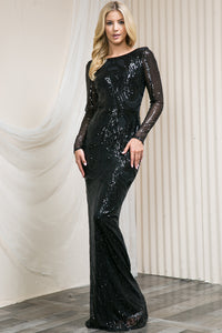 Special Occasion Formal Unique Dress - LAA7015 - BLACK BLACK - Dress LA Merchandise