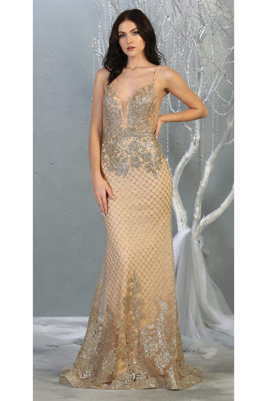 Special Occasion Glitter Gown-LA7845 - GOLD - Dress LA Merchandise