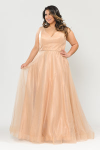 Special Occasion Plus Size Formal Gown - LAYW1024 - GOLD - LA Merchandise