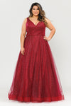 Load image into Gallery viewer, Special Occasion Plus Size Formal Gown - LAYW1024 - RED BURGUNDY - LA Merchandise