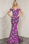 Load image into Gallery viewer, La Merchandise LAA20113 Wholesale Off Shoulder Mermaid Sequined Dress - FUCHSIA PINK - LA Merchandise