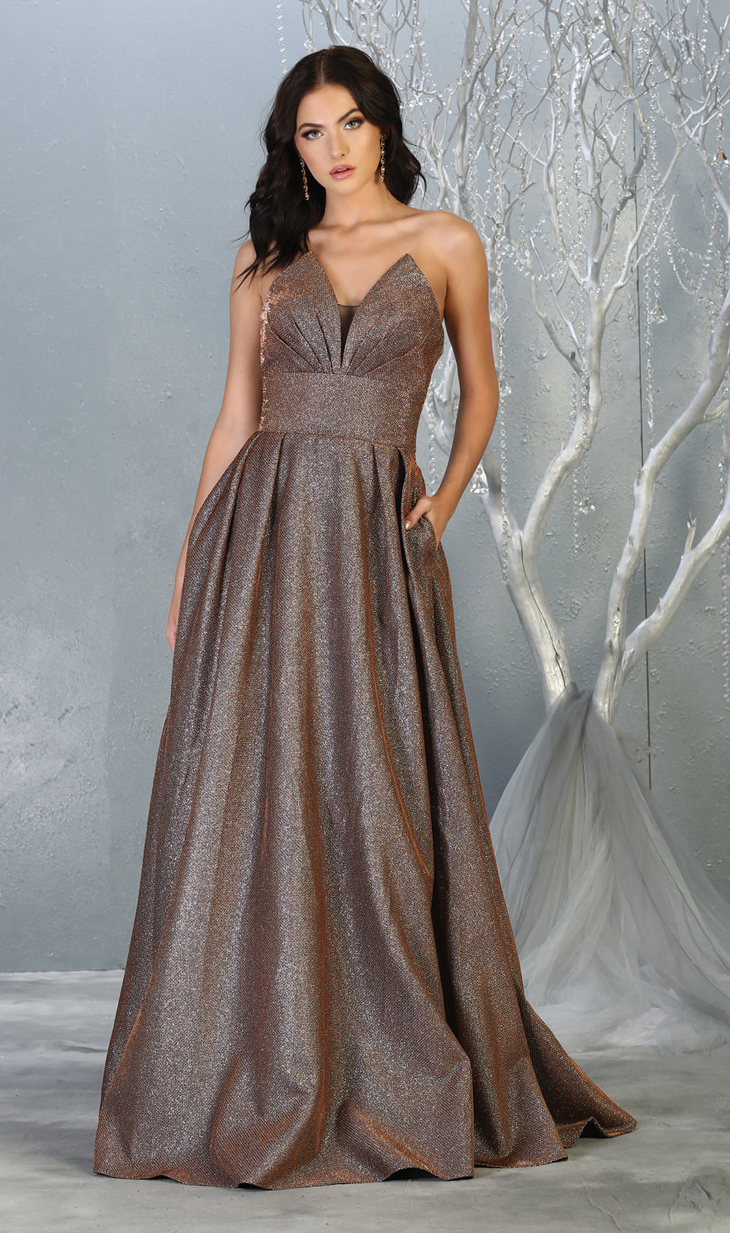 Strapless Formal Dress LA1710 - BRONZE MULTI - LA Merchandise