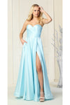Load image into Gallery viewer, Strapless Satin Bridesmaid Gown - LA1846 - AQUA - LA MERCHANDISE