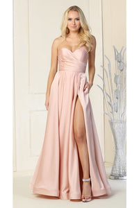 Strapless Satin Bridesmaid Gown - LA1846 - BLUSH - LA MERCHANDISE
