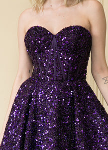 Strapless Sequined Dress - LAY8974 - - LA Merchandise