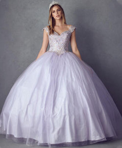 La Merchandise LAT1430 Cold Shoulder Quinceanera Ball Gown - LILAC - LA Merchandise