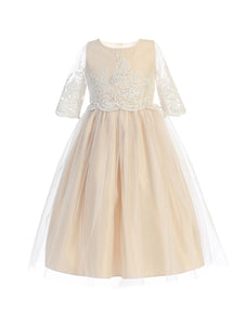 Sweet Fairy Mesh Girls Dress - LAK748 - Champagne - LA Merchandise