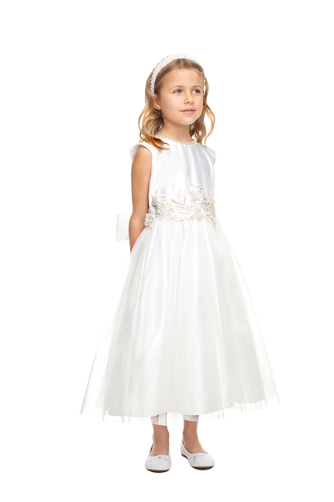 Sweet Flower Girl Pearl Dress - LAK850 - White - LA Merchandise