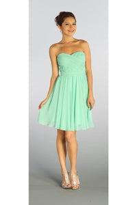 Sweetheart strapless short bridesmaid dress-PY6744 - Mint - LA Merchandise