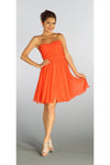 Load image into Gallery viewer, Sweetheart strapless short bridesmaid dress-PY6744 - Orange - LA Merchandise