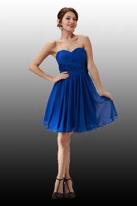 Sweetheart strapless short bridesmaid dress-PY6744 - Royal - LA Merchandise