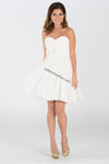 Load image into Gallery viewer, Sweetheart strapless short bridesmaid dress-PY6744 - White - LA Merchandise