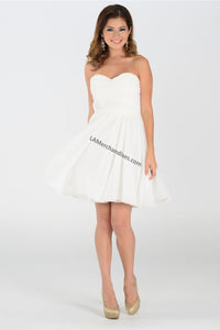 Sweetheart strapless short bridesmaid dress-PY6744 - White - LA Merchandise