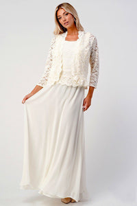 Two Piece Ivory Dress - LA1568GAB - IVORY XL - LA Merchandise
