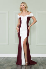Load image into Gallery viewer, Two Tone Formal Gown - LAY8924 - Off White Burgundy - LA Merchandise