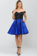 Load image into Gallery viewer, Two Tone Short Dresses - LAY8532 - BLACK ROYAL - LA Merchandise
