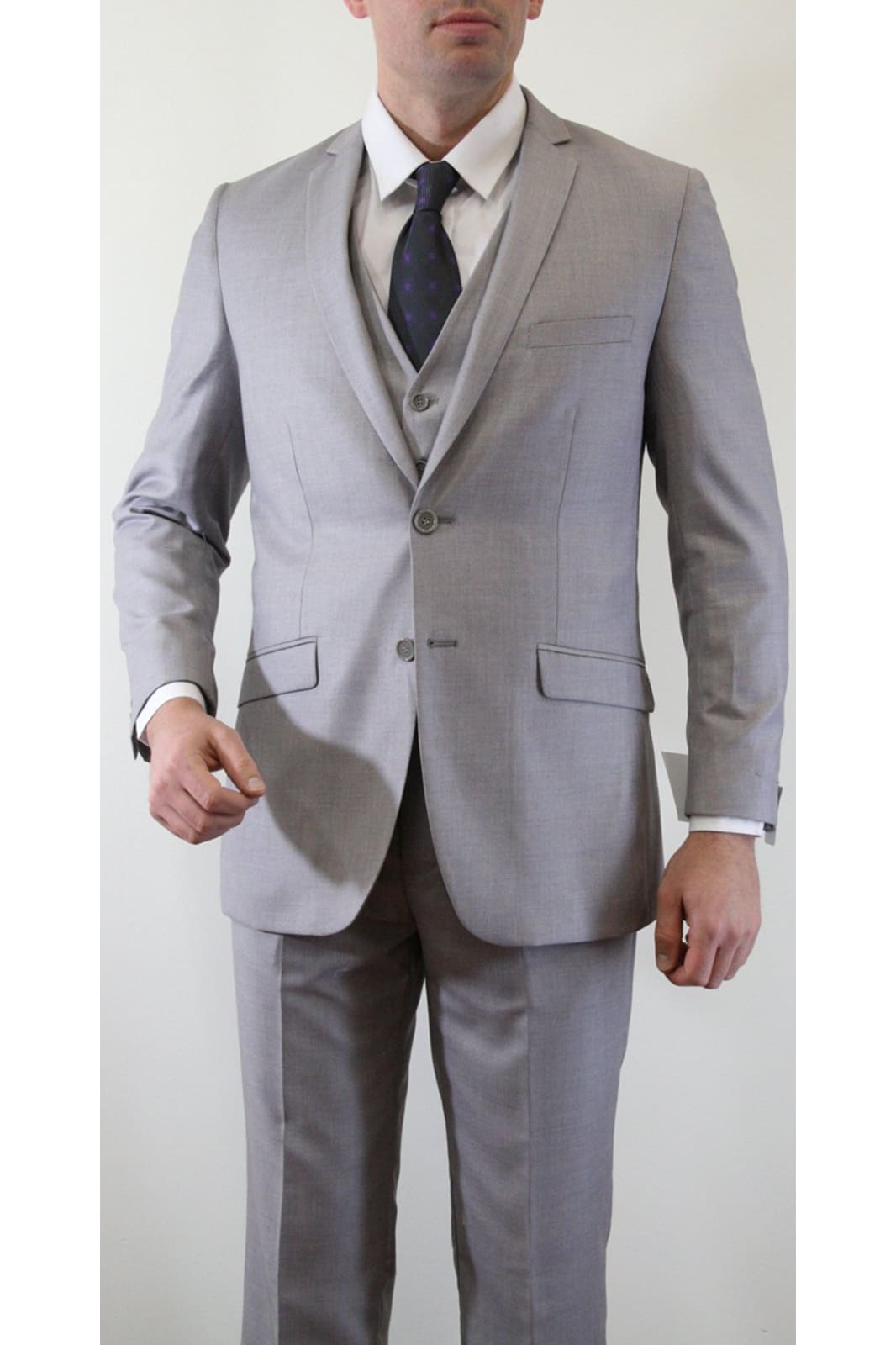 Ultra Slim Fit 3 Piece Men's Suit - LA154SA - LIGHT GREY - Mens Suits LA Merchandise