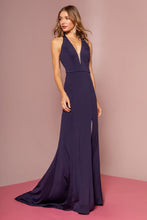 Load image into Gallery viewer, La Merchandise LAS2668 Simple Halter Wholesale V-neck Long Dress - NAVY BLUE - LA Merchandise