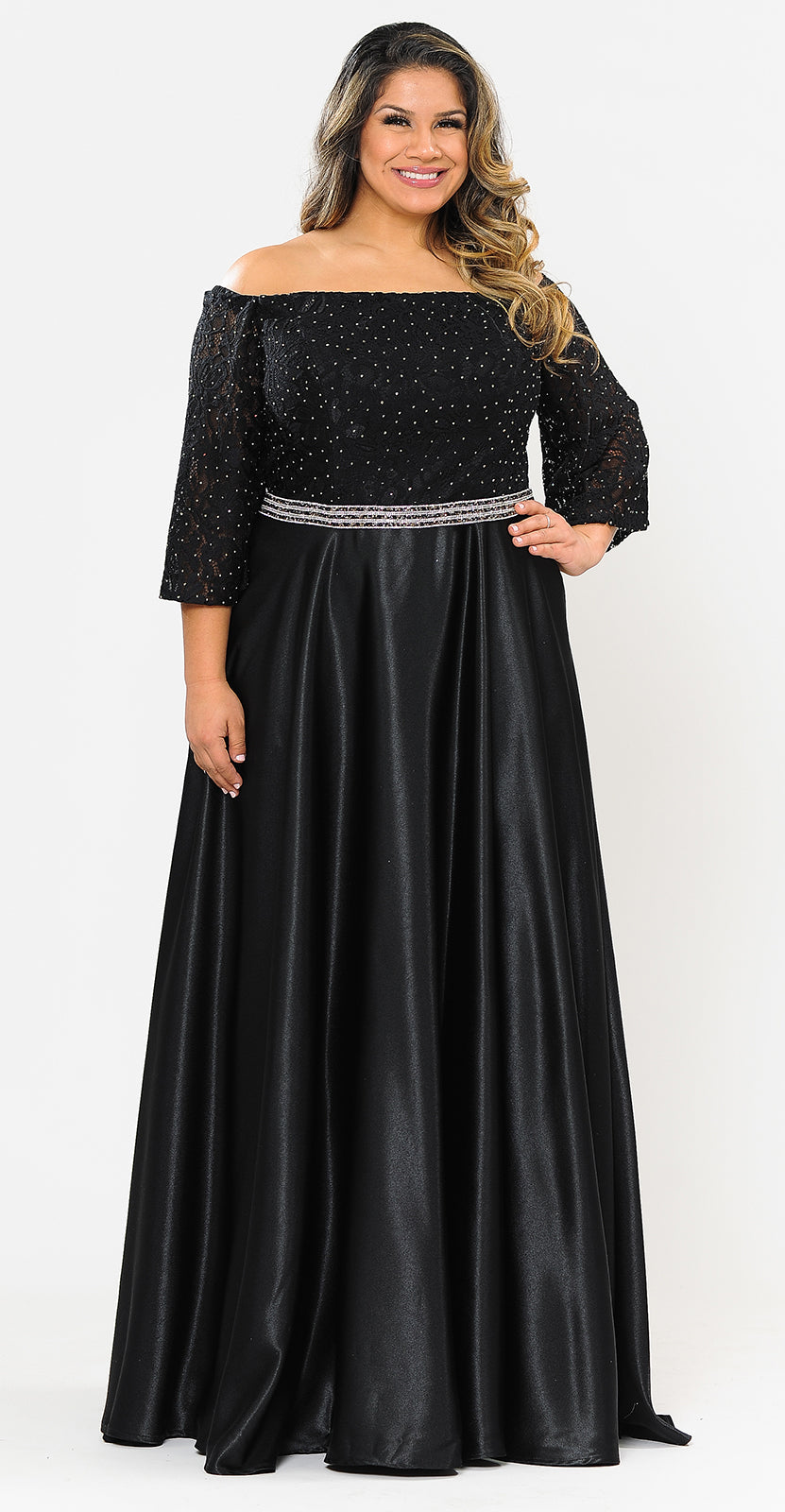 Off The Shoulder Plus Size Gown-LAYW1008