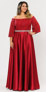 Off The Shoulder Plus Size Gown-LAYW1008
