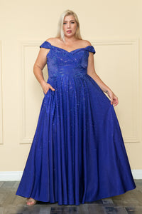 La Merchandise LAYW1112 Plus Size Off Shoulder Special Occasion Dress