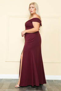Off The Shoulder Plus Size Dress - LAYW1118
